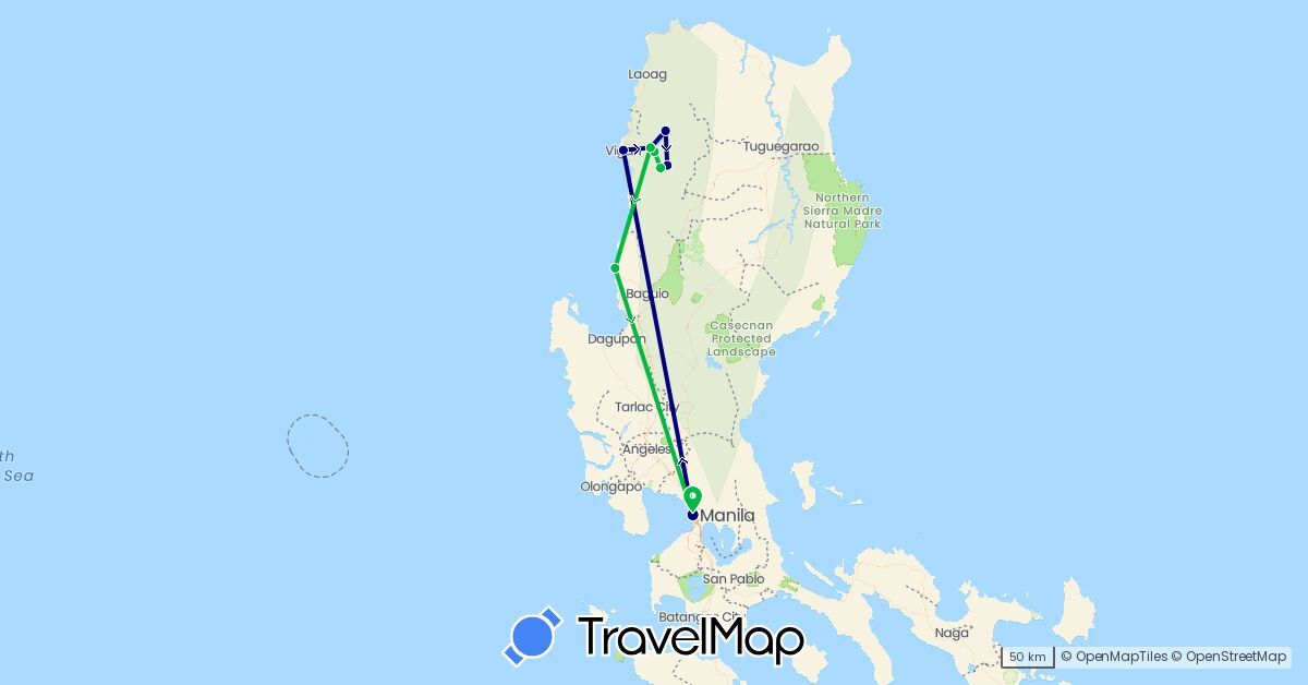 TravelMap itinerary: driving, bus in Philippines (Asia)